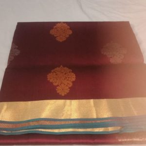 Kanchi Soft Silk Sarees Maroon w/ Blue Color