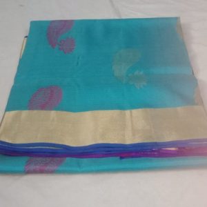 Kanchi Soft Silk Sarees Sky Blue Shade Color