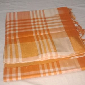 Kanchipuram Silk Cotton Half White Orange Color