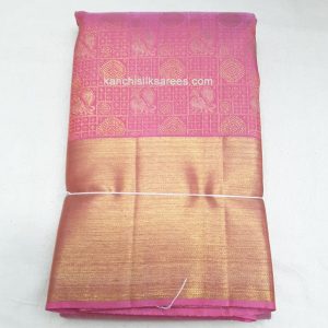 Kanchi Handloom Pure Silk Sarees Hopbush Pink w/ Gold Zari Color