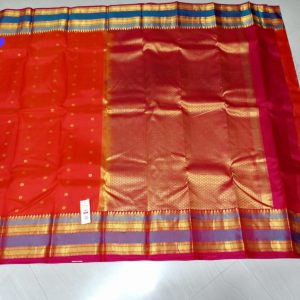 Kanchi Soft Silk Putta Zari Design Sarees Candy Orange Color