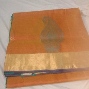 Kanjivaram Soft Silk Sarees Brandy Punch w/ Empress Color