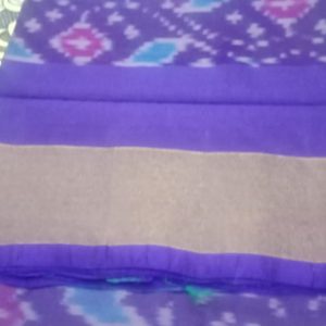 Pochampally Sarees Dark Slate Blue w/ Pink Swan Color