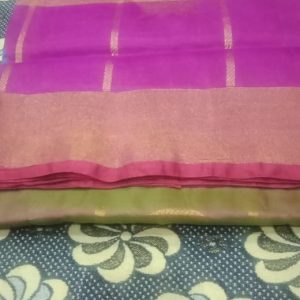 Pochampally Sarees Medium Red Violet w/ Oriental Pink Color