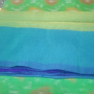 Pochampally Sarees Fern Green w/ Cerulean Blue Color