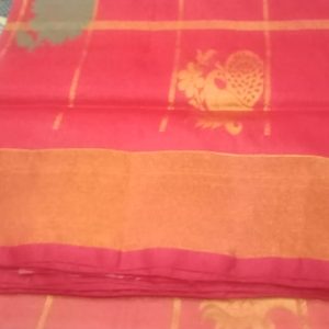 Pochampally Sarees Radical Red w/ Atomic Tangerine Color