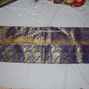 Midnight Blue Color Kanchi Soft Silk Sarees Mango and Flower Design