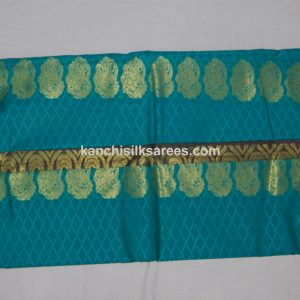 Mosque Blue Color Kanjivaram Soft Silk Sarees Flower Design