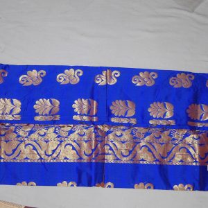 Kanjivaram Soft Silk Sarees Flower Design Persian Blue w/ Gold Zari Color