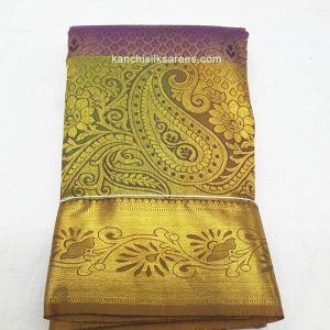 Handloom Kanjivaram Pure Pattu Sarees Mango Design Tacha Green w/ Gold Zari Color