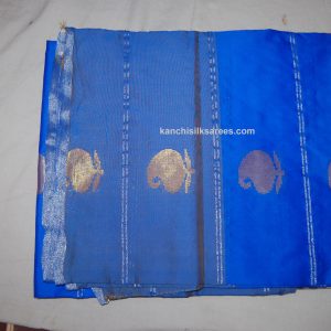 Kanchi Semi Silk Cotton Sarees Mango Design Navy Blue Color