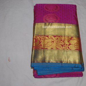 Kanjivaram Soft Silk Sarees Mango Design Magenta w/ Dark Cerulean Blue Color