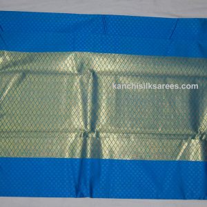Kanchi Soft Silk Sarees Cobalt Blue Color Bhagavad Gita Design Border