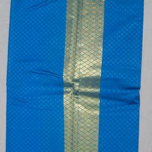 Kanchi Soft Silk Sarees Cobalt Blue Color Bhagavad Gita Design Border