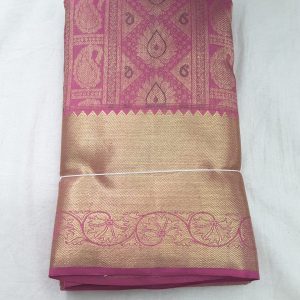 Kanijvaram Pure Silk Sarees Apple Red w/ Gold Zari Color Mango and Flower Design