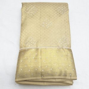Kanijvaram Pure Silk Stone Work Full Zari Sarees Buttermilk Color
