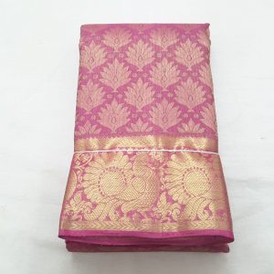Annam and Flower Design Kanjivaram Pure Silk Sarees Jam Rose Color