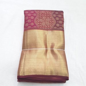New Traditional Kanchi Handloom Pure Silk Sarees Multi Color Gold Zari Border