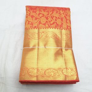Kanchipuram Pure Silk Sarees Animals Design Red Color Full Gold Zari Work