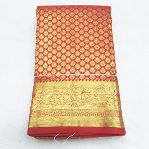 Ruby Red Color and Full Zari Work Kanijvaram Pure Silk Sarees Flower Design
