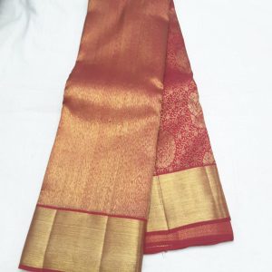New Trendy Design Kanjivaram Pure Silk Sarees Scarlet Red Color Full Gold Zari Work