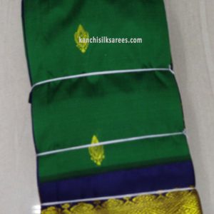 One Side Border Kanchi Gift Silk Sarees Putta Design Pine Green Color
