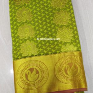 Pear Green Color Kanchi Gift Silk Sarees Annam and Flower Design