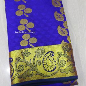 Mango and Flower Design Kanjivaram Gift Silk Sarees Admiral Blue Color