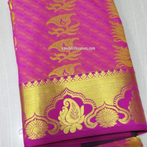 Mango and Flower Design Kanjivaram Gift Silk Sarees Fuscia Rose Color
