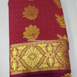 Kanjivaram Silk Gift Sarees Flower Design Kumkum Red Color