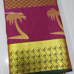 Coconut Design Kanchi Gift Silk Sarees Mulberry Color