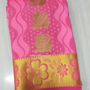 Pink Color Kanjivaram Gift Silk Sarees Flower Design