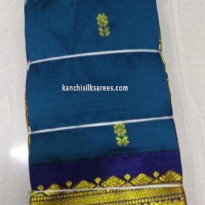 Kanjivaram Silk Gift One Side Border Sarees Flower Design Peacock Color