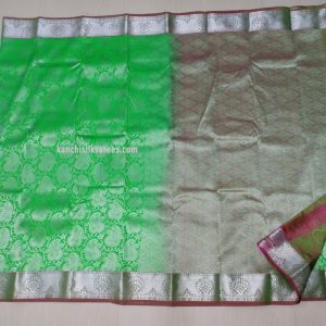 Fern Green Color Kanjivaram Pure Economy Wedding Silk Sarees Full White Zari