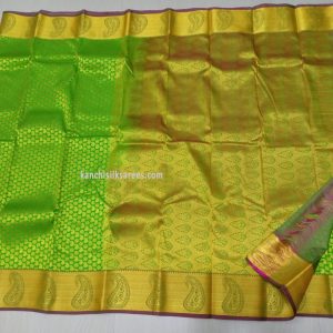 Full Mango Zari Work Design Kanjivaram Pure Silk Economy Wedding Sarees Shamrock Green Color