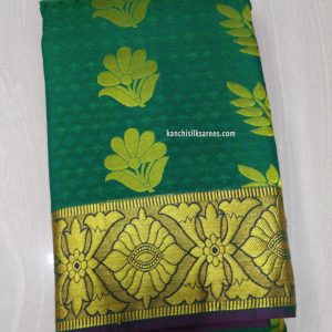 Kanjivaram Silk Gift Sarees Ocean Green Color Flower Design