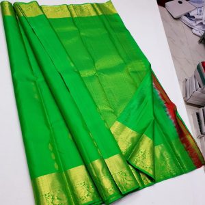 Annam Design Kanchi Silk Saree Bridal Collection Parrot Green Color