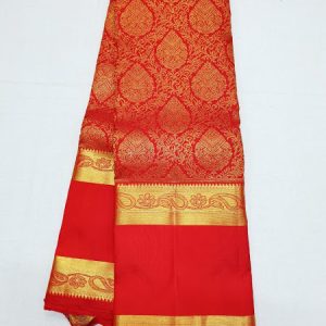 New Mango and Flower Design Kanchi Silk Saree Bridal Collection Full Jari Work Chilli Red Color