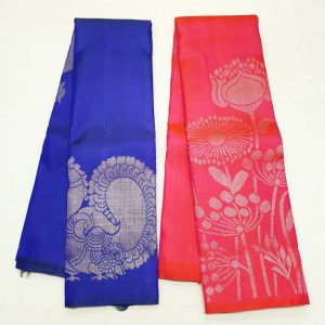 Kanchipuram Trendy Silk Sarees Thread Work Design(Ink Blue / Hot Pink)