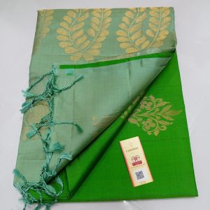 Kanchipuram Soft Silk Saree with Silk Mark Tag – Parrot Green Color