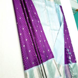 New Arrival Silver and Gold Jari Work Annam Design Kanchi Silk Saree Bridal Collection Purple w/ Silver Color