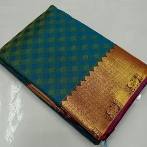 Annam Design Kanchipuram Gift Silk Kadhambari Saree ( Honey Orange / Green / Chilli Red / Peacock Blue)