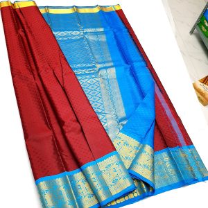 New Arrival Peacock Design Kanchi Korvai Pure Silk Saree (Parrot Green / Cerulean Blue / Cherry Red)