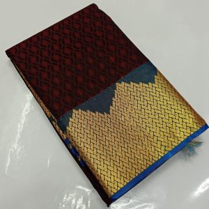 New Arrival Kanchi Gift Silk Kadhambari Saree (Pine Green / Fuscia Rose / Violet / Brown)