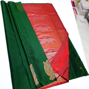 Bottle Green Color New Design Kanjivaram Pure Soft Silk Saree Triple Warp Pestal Colour Sarees Low Budget