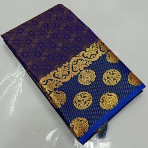 New Design Kanchipuram Gift Silk Kadhambari Saree ( Olive Green / Berry Blue / Orange / Pine Green)