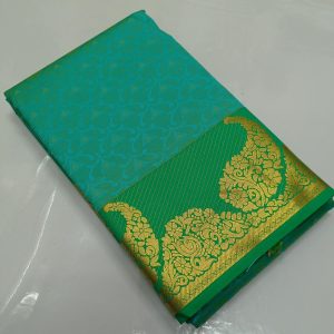 Kanchi Gift Silk Kadhambari Saree Mango Design ( Double shade / Peacock Blue / Cherry Red / Magenta)