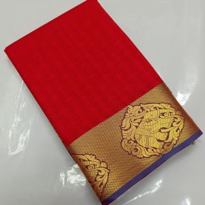 Kanjivaram Gift Silk Kadhambari Saree Elephant Design ( Orange / Green / Pear Green /Brown)