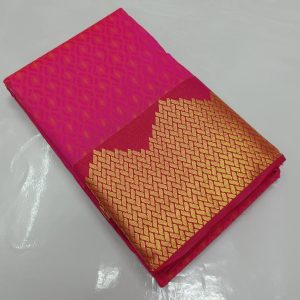 Temple Design Kanchi Gift Silk Kadhambari Saree ( Pink / Ocean Blue)