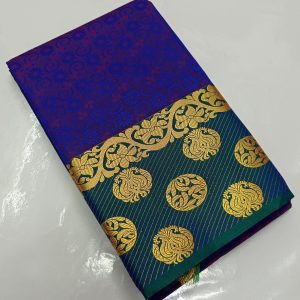 New Trendy Design Kanchipuram Gift Silk Kadhambari Saree ( Green / Indigo Blue / Pink  / Orange / Bottle green)